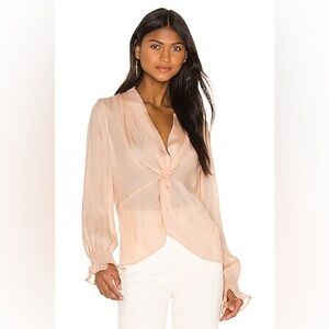 Paige Lorienne Twist Front Silk Top in Peach Blush